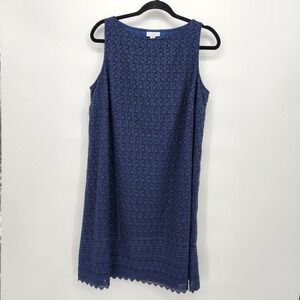 NWT J.Jill Navy Blue Riviera Tank Embroidered Women's Dress M